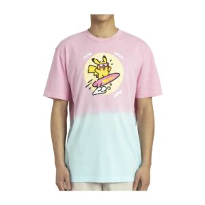Pikachu Pokémon Lazy Summer Pink & Blue Relaxed Fit Crew Neck T-Shirt - Adult