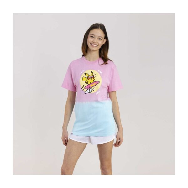 Pikachu Pokémon Lazy Summer Pink & Blue Relaxed Fit Crew Neck T-Shirt - Adult - Image 4